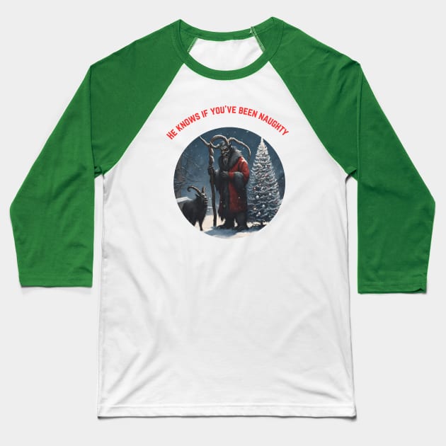 Krampus Baseball T-Shirt by Out of the Darkness Productions